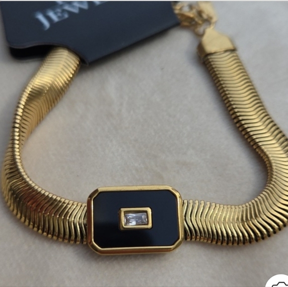 NWT Luzy Jewelry Mega Herringbone Bracelet Black Onyx & CZ 18K Gold - Picture 10 of 10